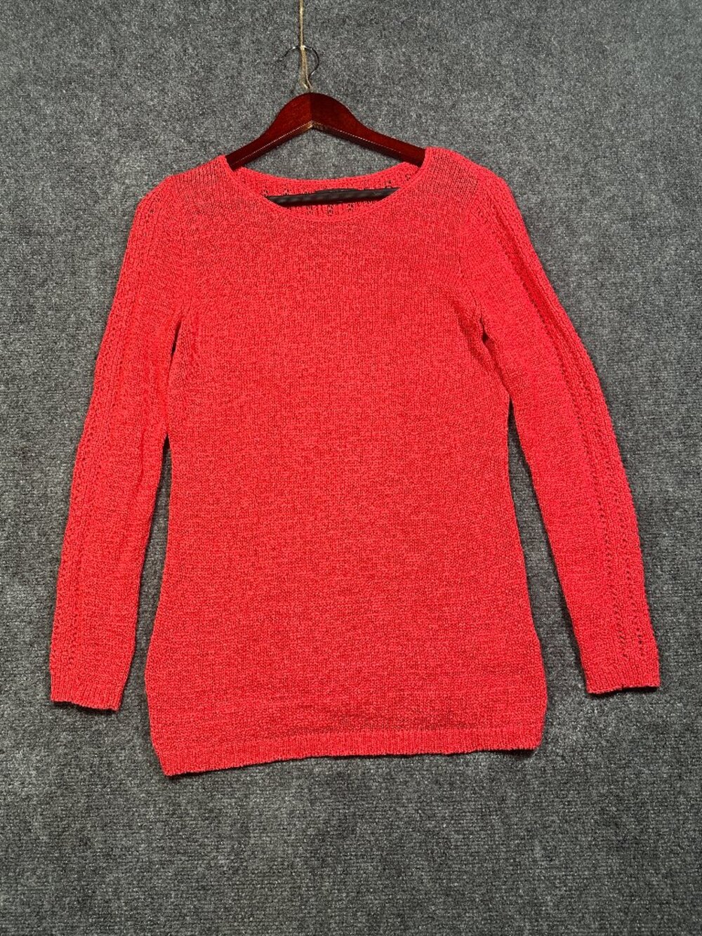Rachel Zoe Sweater Womens Medium Cotton Blend Loose Knit Tunic Pullover Light